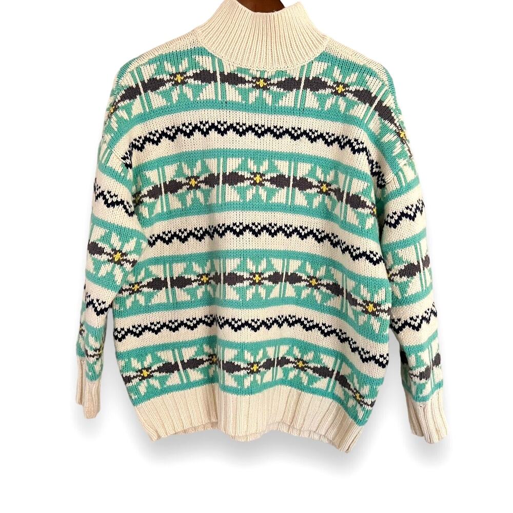 American Eagle Oversized Fairisle Sweater Women’s XS Mock Neck Apres Ski Cozy